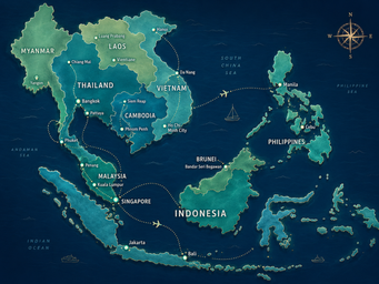 Southeast Asia travel destinations map